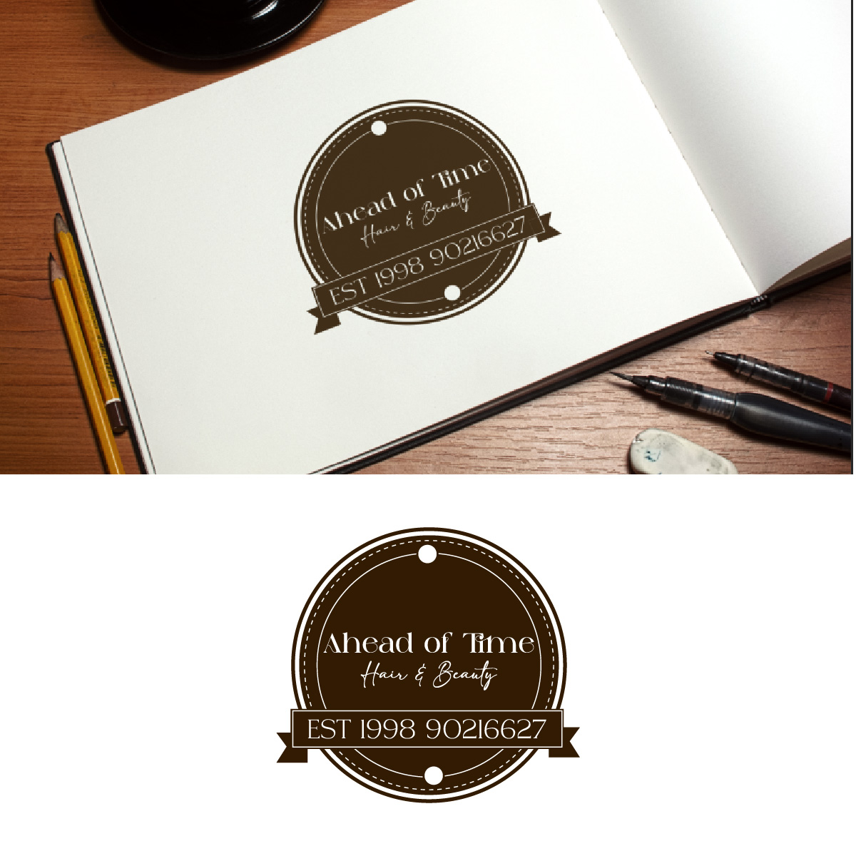 Logo Design by fly  design for Ahead Of Time Hair and Beauty | Design #36241633