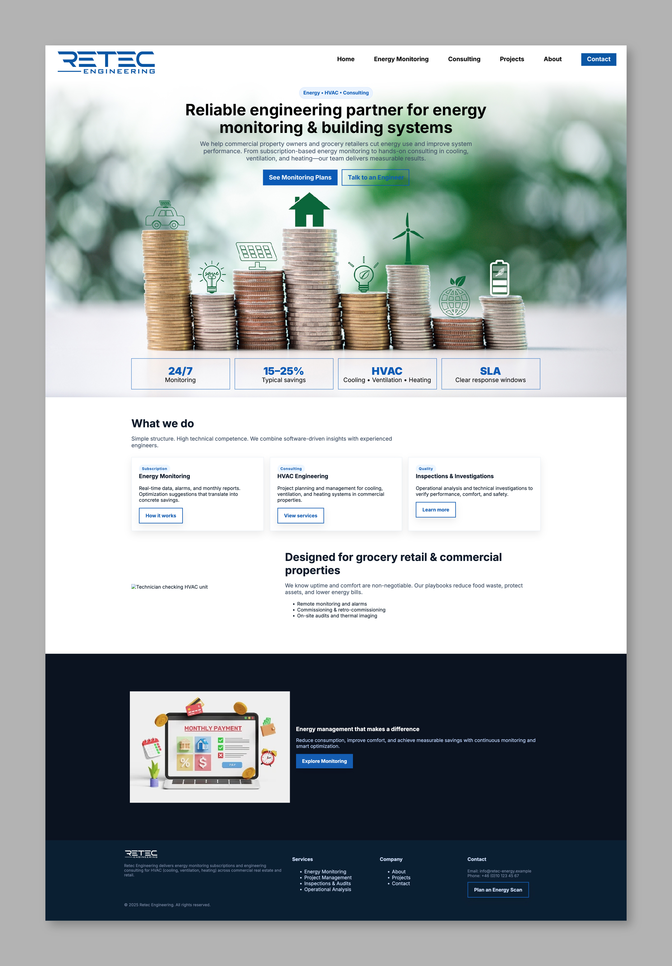 Web Design by Titan Solbiz for Retec Engineering AB | Design #36246580