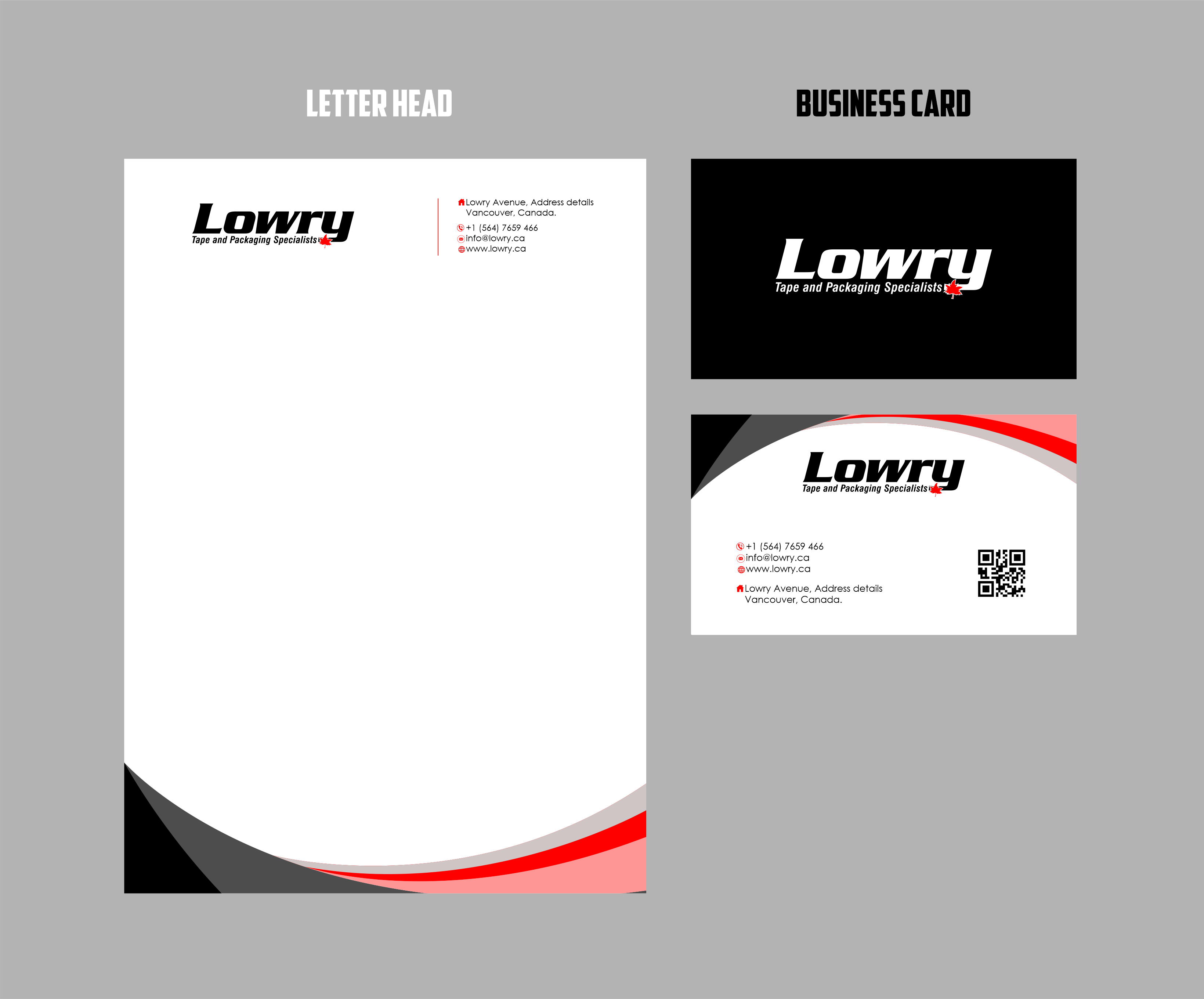 Stationery Design by Excellar Hub for Lowry Sales B.C. Ltd | Design #36266471