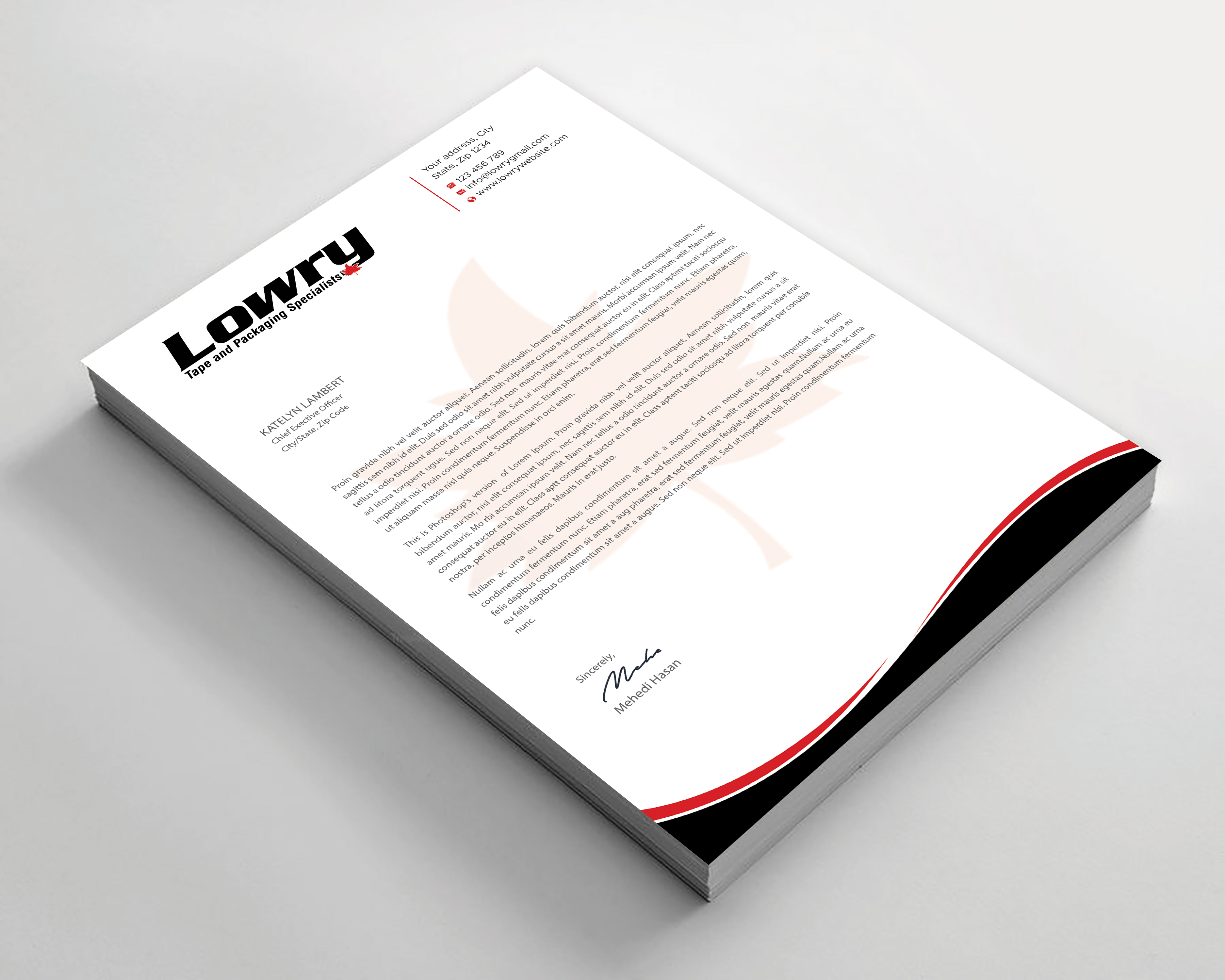 Design de Papeterie par Expert Bappy pour Lowry Sales B.C. Ltd | Design #36244855