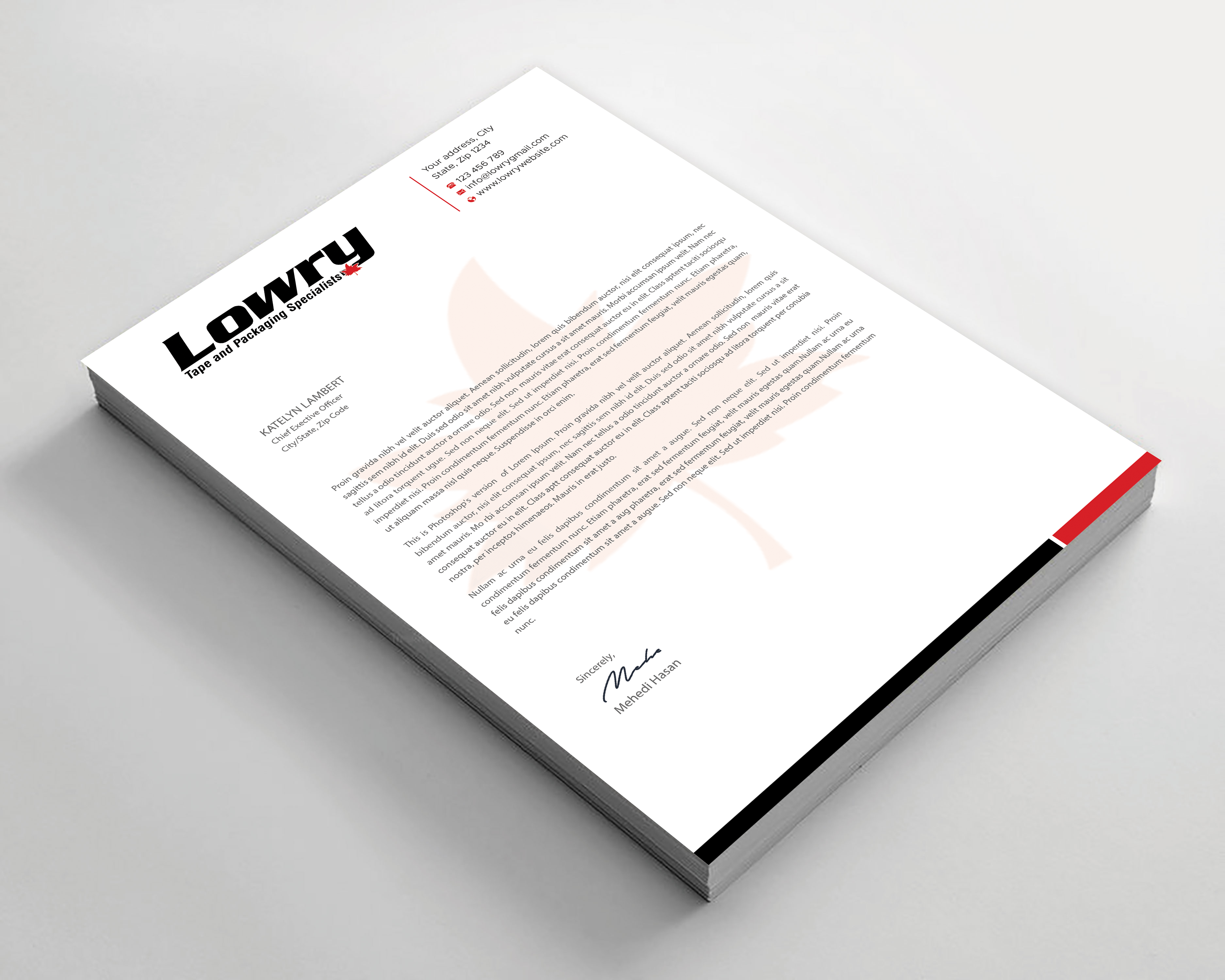 Design de Papeterie par Expert Bappy pour Lowry Sales B.C. Ltd | Design #36245026