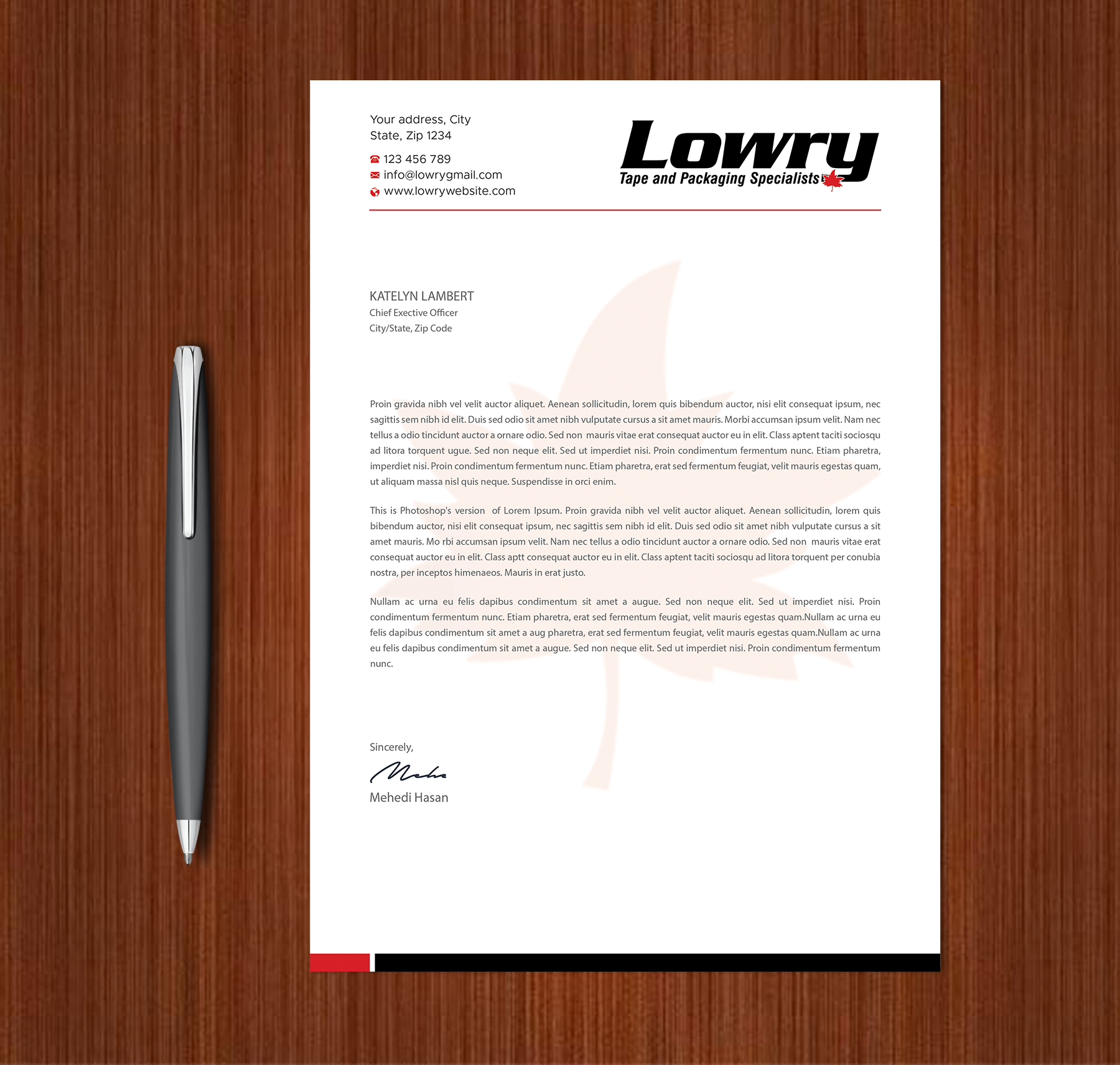 Design de Papeterie par Expert Bappy pour Lowry Sales B.C. Ltd | Design #36245158