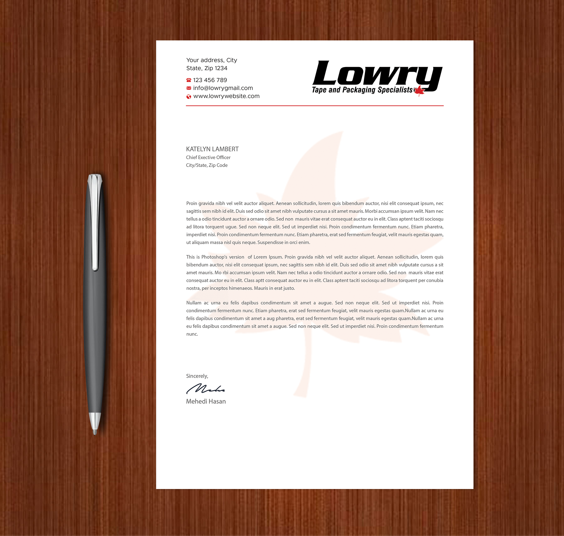 Design de Papeterie par Expert Bappy pour Lowry Sales B.C. Ltd | Design #36245166