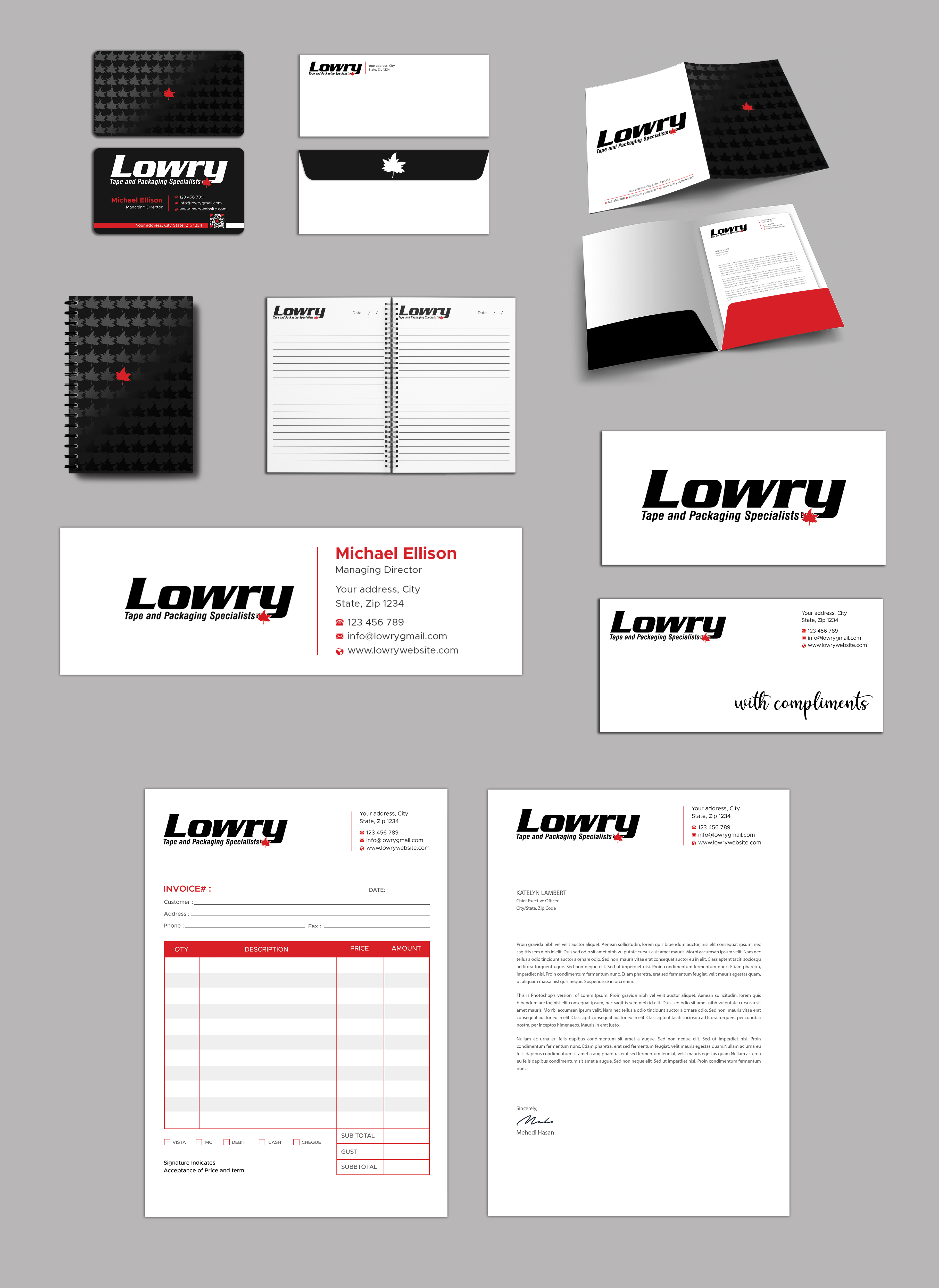 Stationery Design by Expert Bappy for Lowry Sales B.C. Ltd | Design #36277145