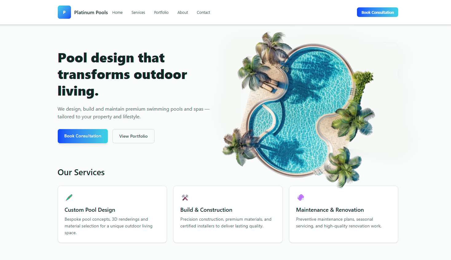 Wordpress Design by ARZone for PLATINUMPOOLS | Design #36254169