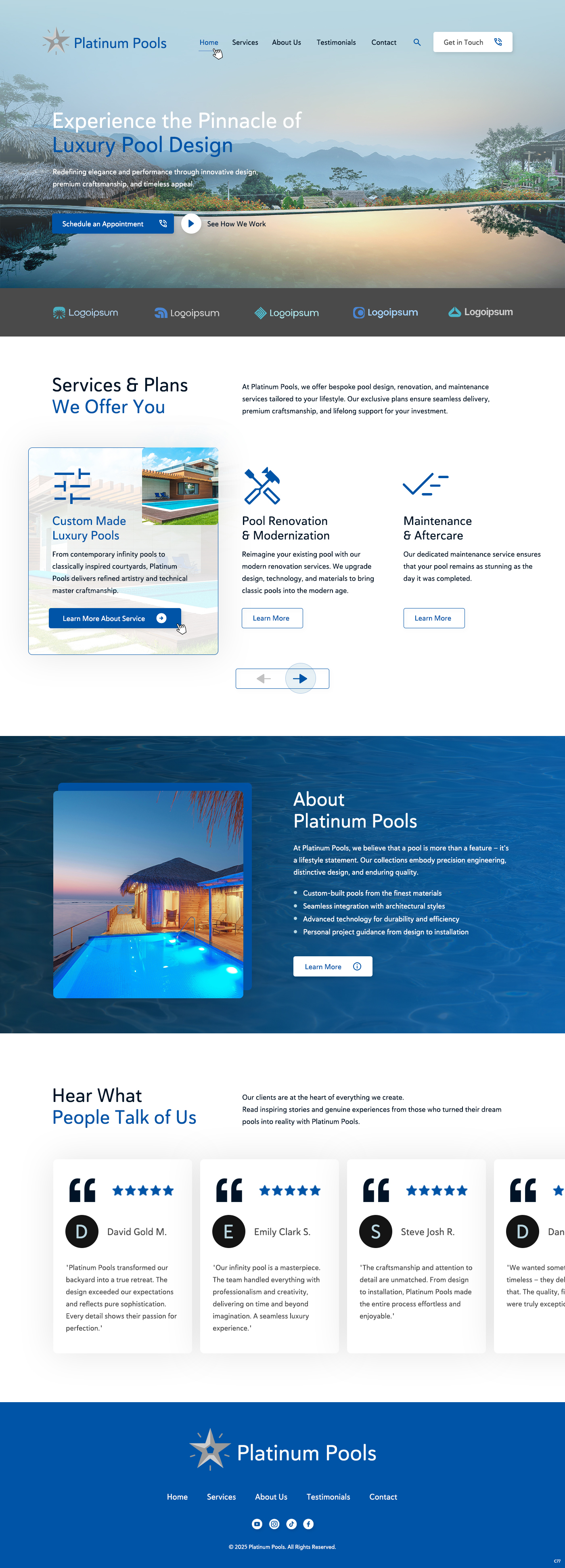 Design Wordpress par pb pour PLATINUMPOOLS | Design #36265023