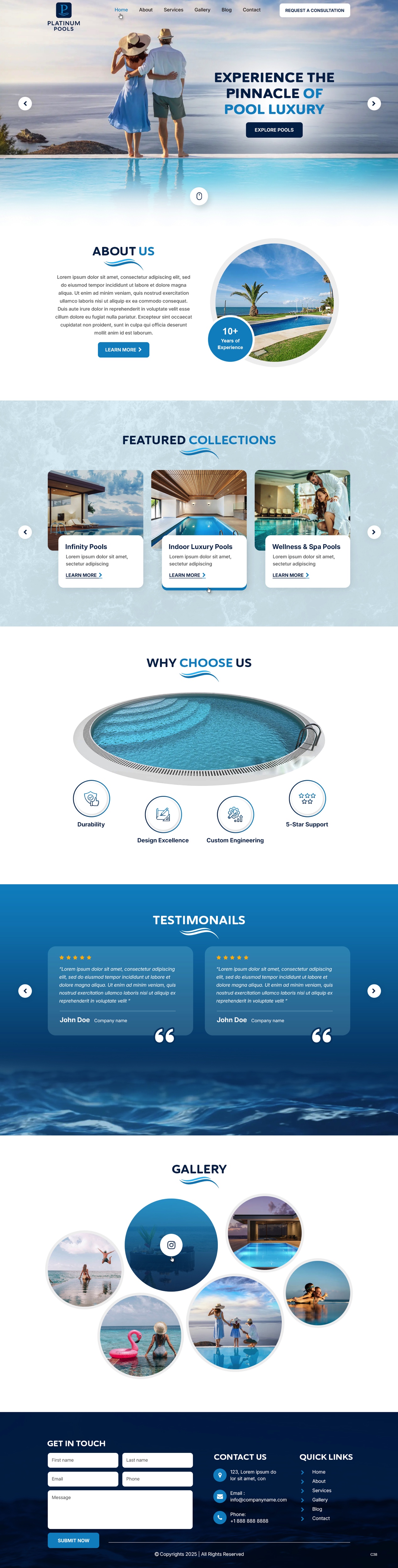 Design Wordpress par pb pour PLATINUMPOOLS | Design #36265026