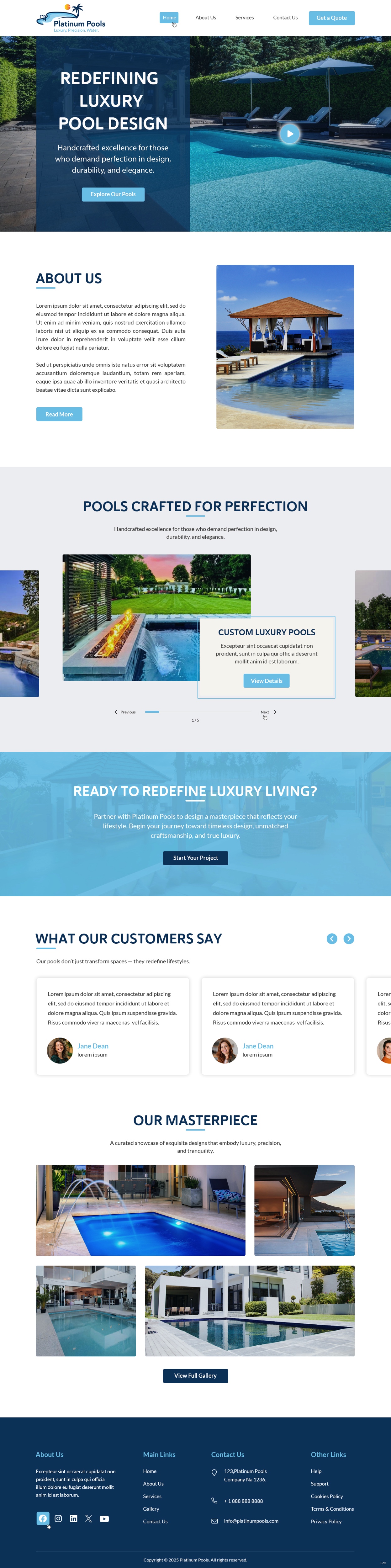 Design Wordpress par pb pour PLATINUMPOOLS | Design #36265033