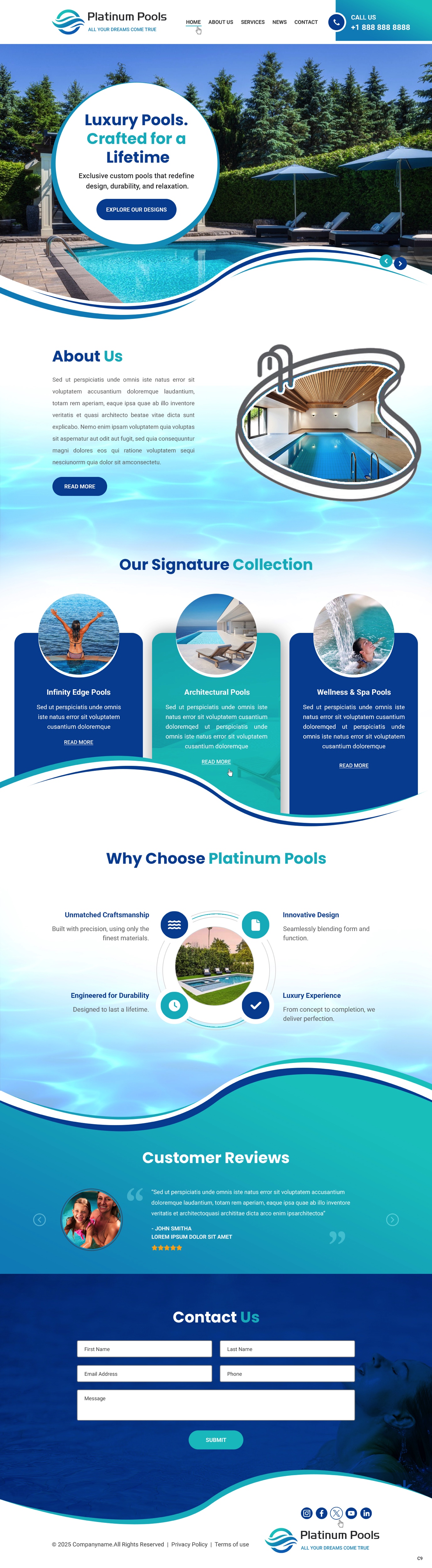 Wordpress Design by pb for PLATINUMPOOLS | Design #36265035