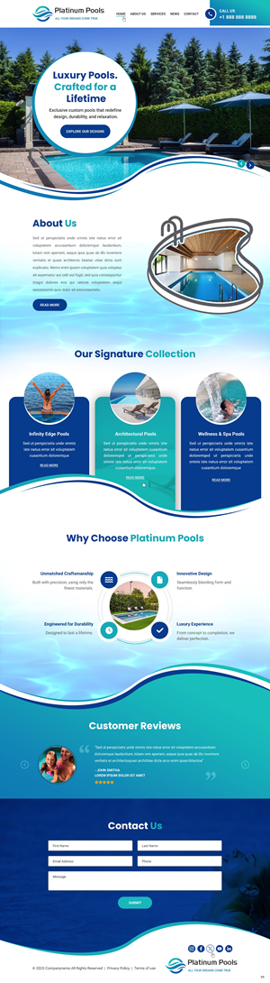 Wordpress Design by pb for PLATINUMPOOLS | Design: #36265035