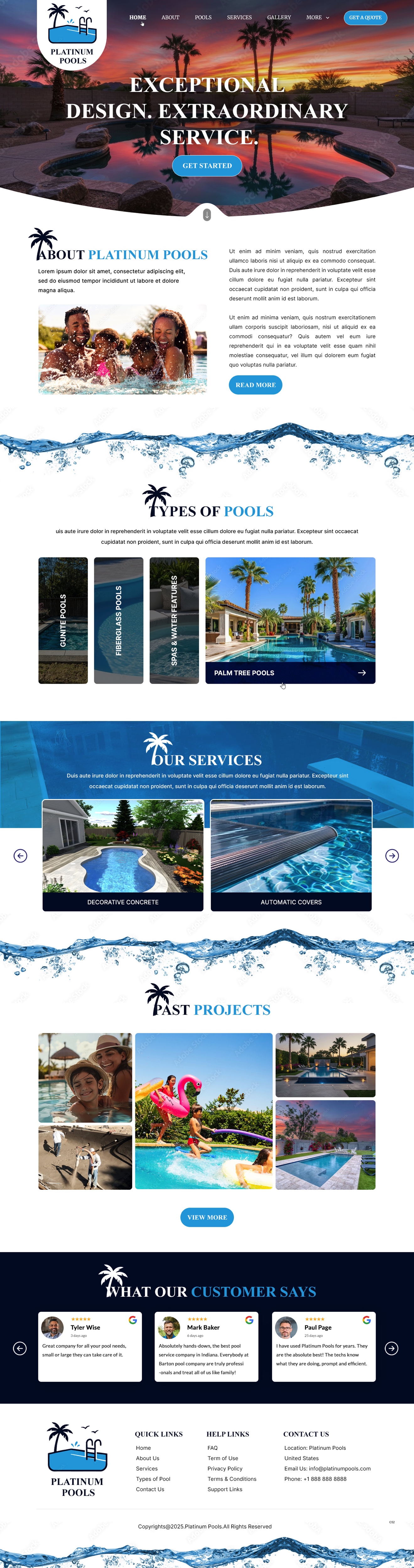 Wordpress Design by pb for PLATINUMPOOLS | Design #36265036