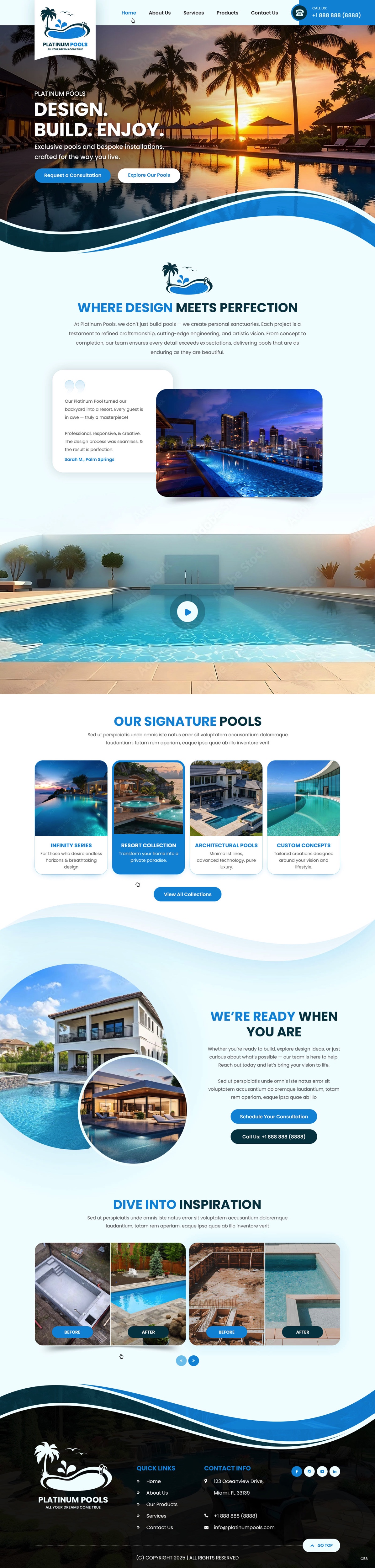 Design Wordpress par pb pour PLATINUMPOOLS | Design #36265037