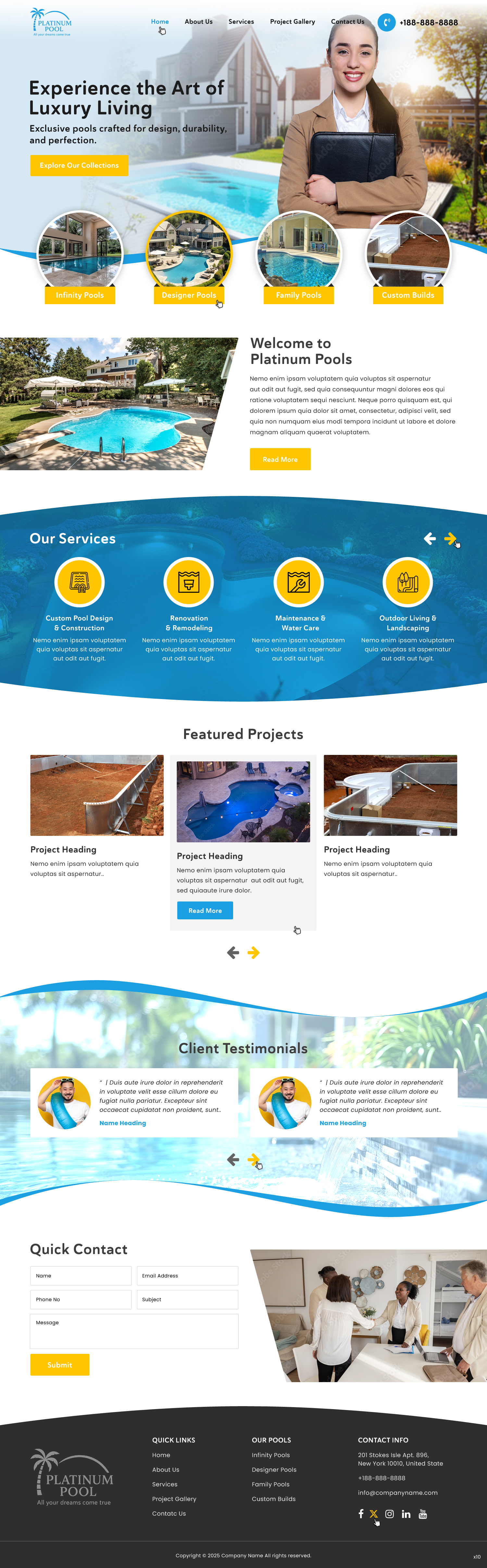 Wordpress Design by pb for PLATINUMPOOLS | Design #36265039