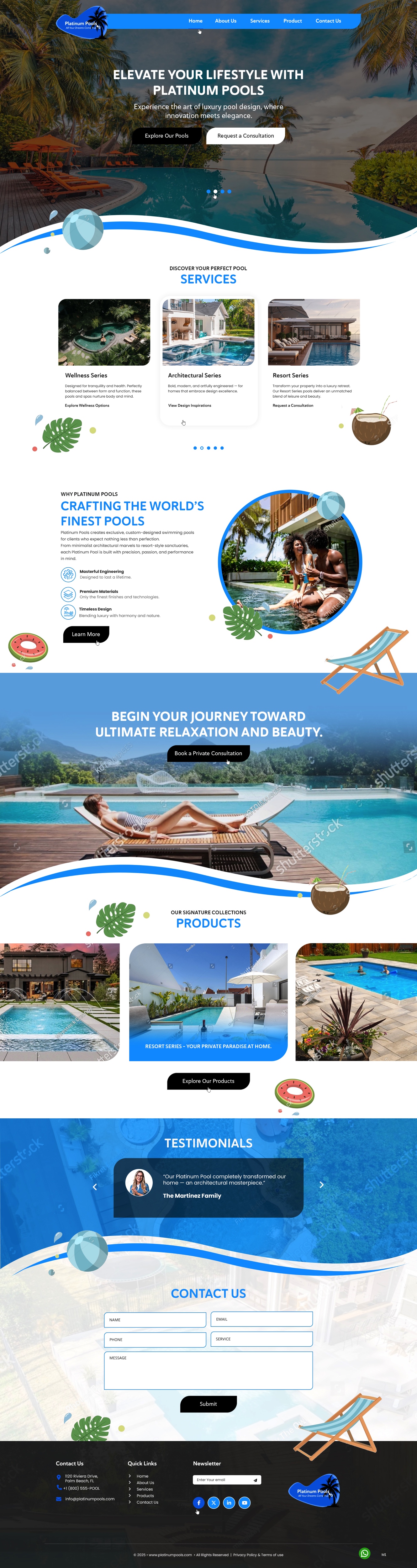 Design Wordpress par pb pour PLATINUMPOOLS | Design #36265044