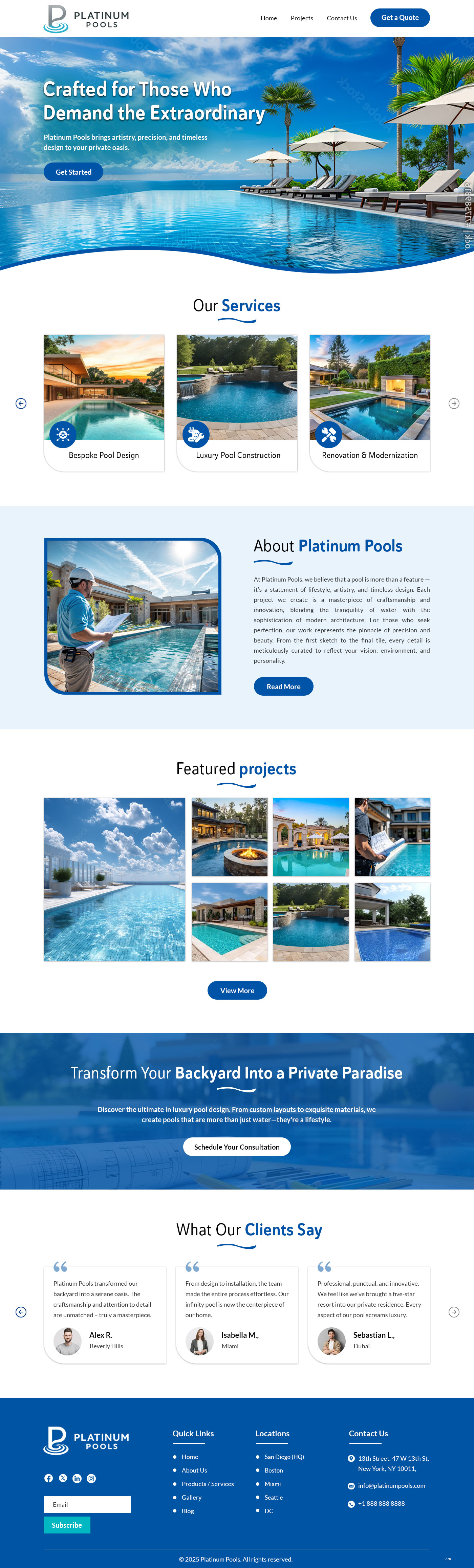 Wordpress Design by pb for PLATINUMPOOLS | Design #36265045