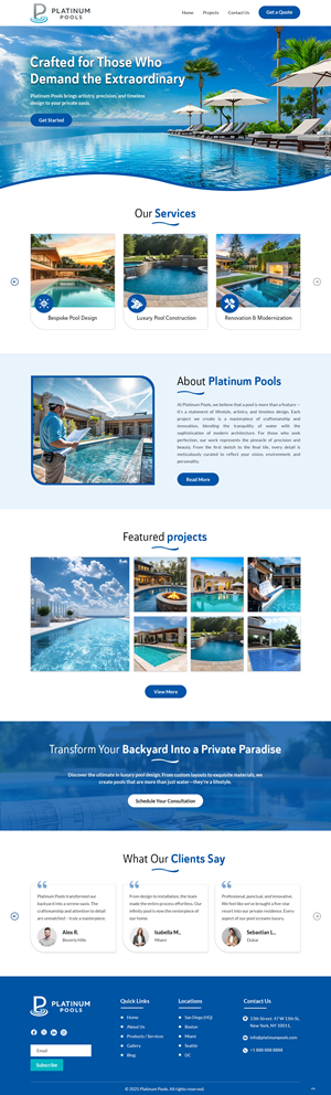 Wordpress Design by pb for PLATINUMPOOLS | Design: #36265045