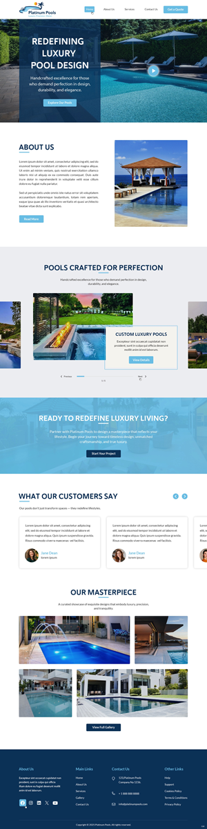 Wordpress Design by pb for PLATINUMPOOLS | Design: #36265350