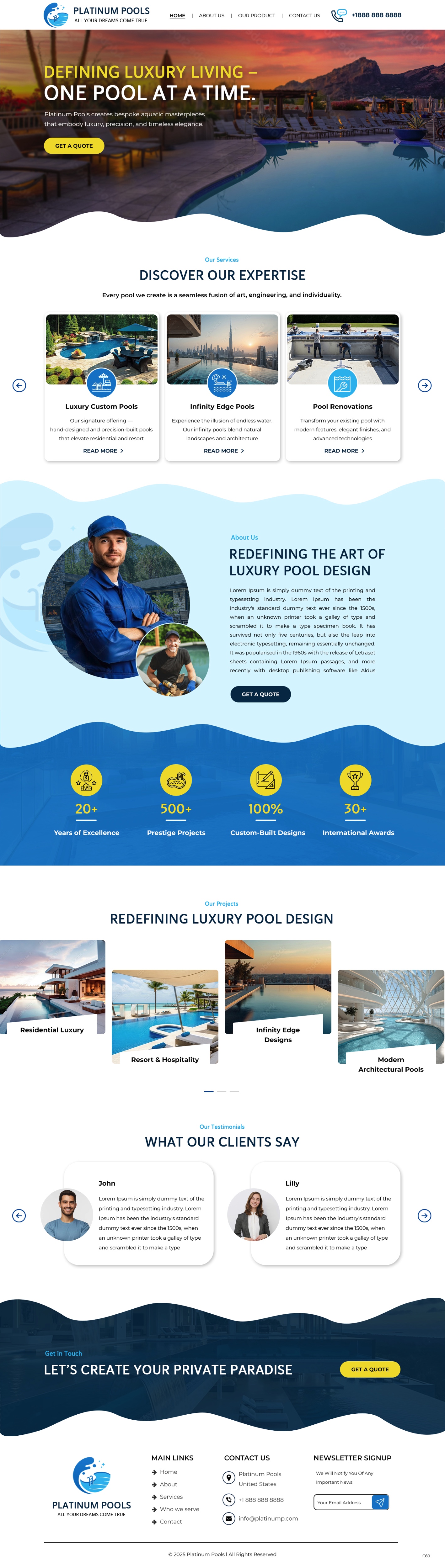Wordpress Design by pb for PLATINUMPOOLS | Design #36265351