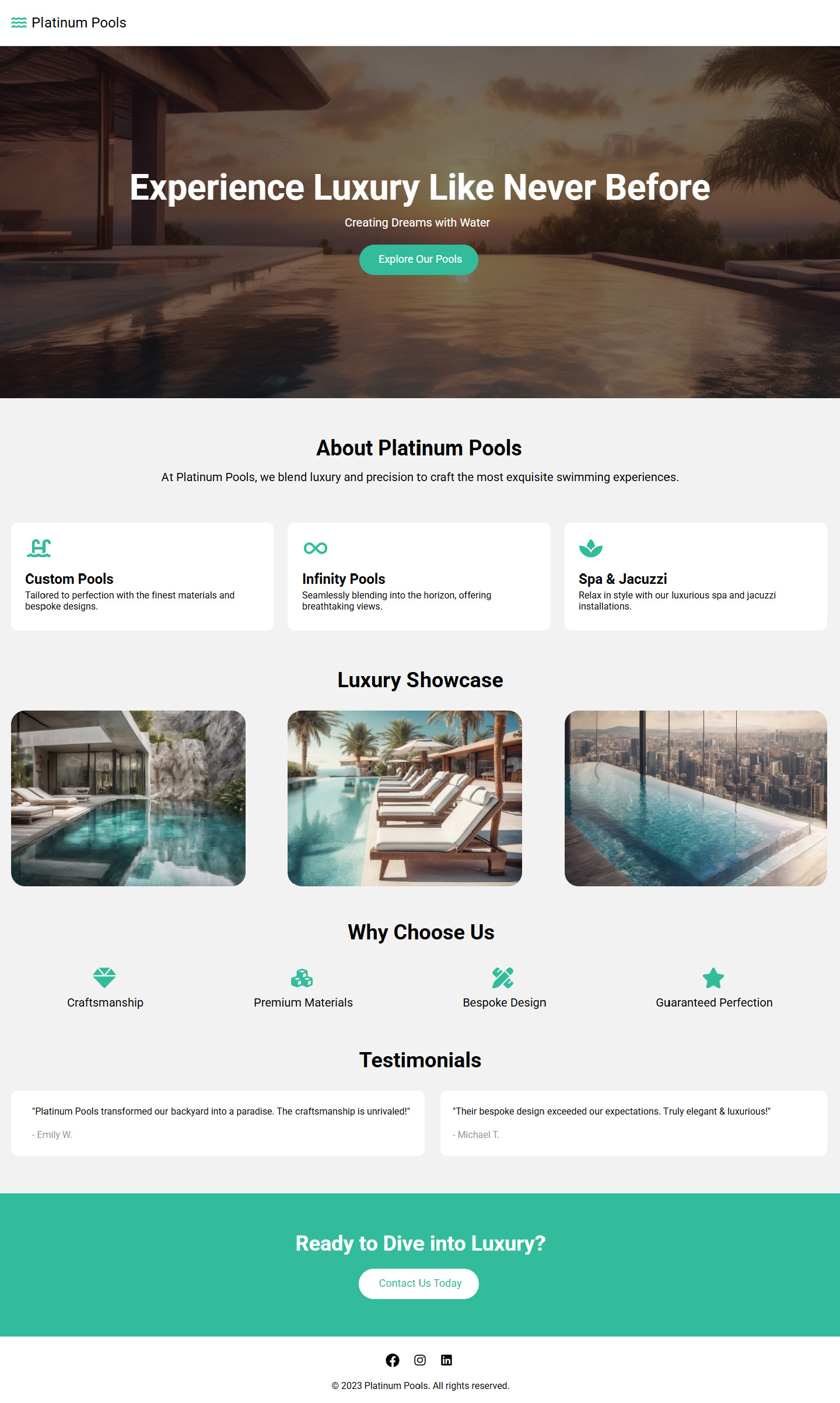Design Wordpress par Bright Star pour PLATINUMPOOLS | Design #36260998