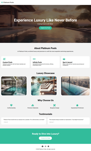 Wordpress Design by Bright Star for PLATINUMPOOLS | Design #36260998