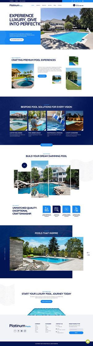 Wordpress Design by nzdesigners for PLATINUMPOOLS | Design #36264076