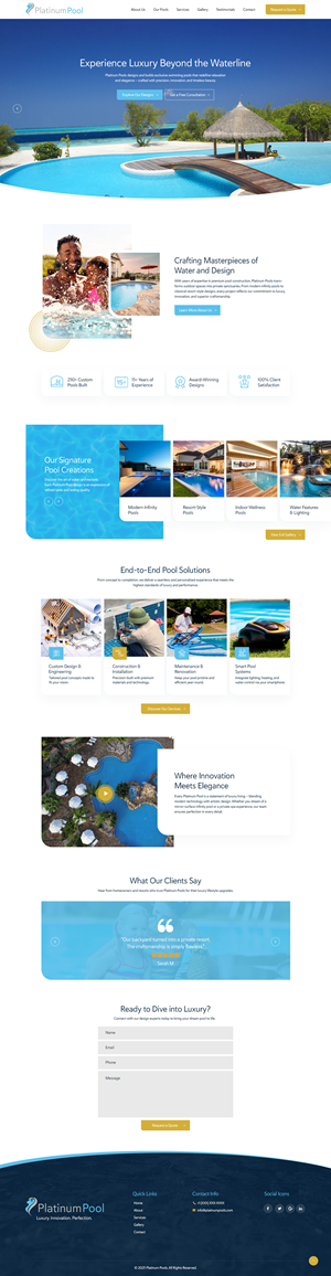 Wordpress Design by nzdesigners for PLATINUMPOOLS | Design: #36264079