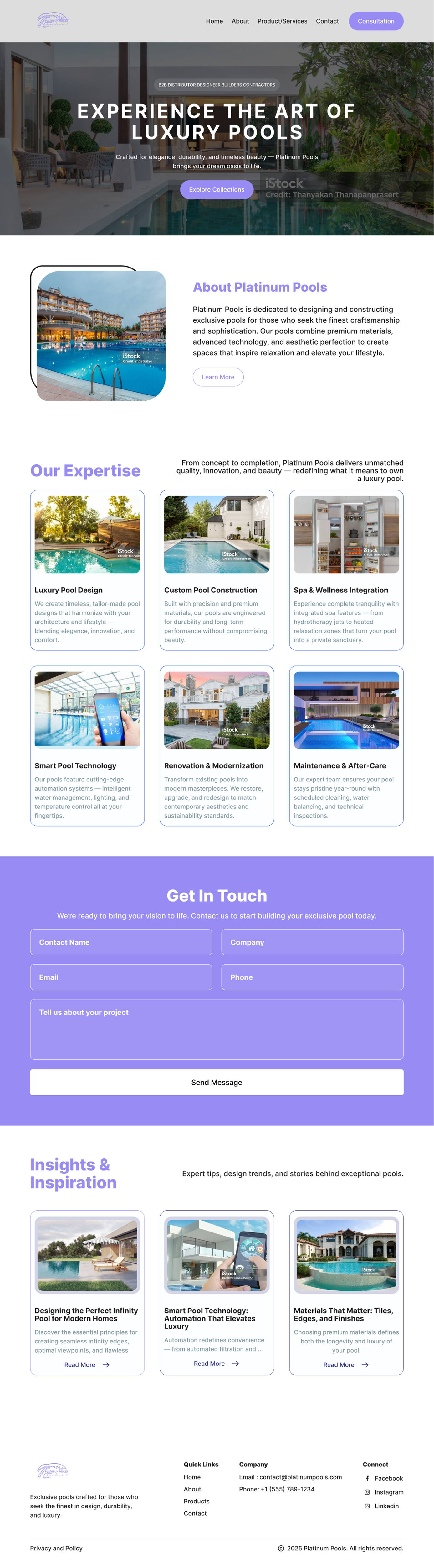Wordpress Design by Taufik H for PLATINUMPOOLS | Design #36271272