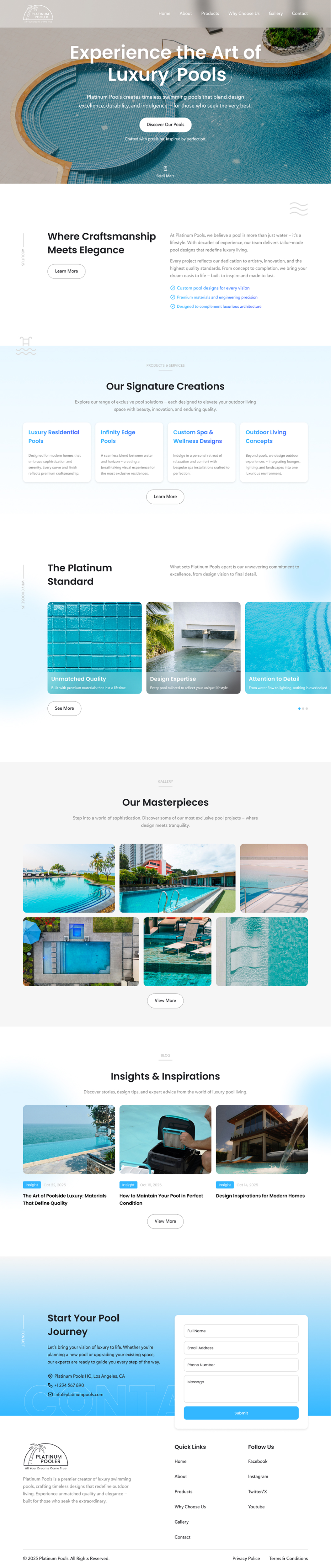 Wordpress Design by Taufik H for PLATINUMPOOLS | Design #36271491