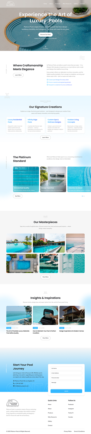 Wordpress Design by Taufik H for PLATINUMPOOLS | Design: #36271491