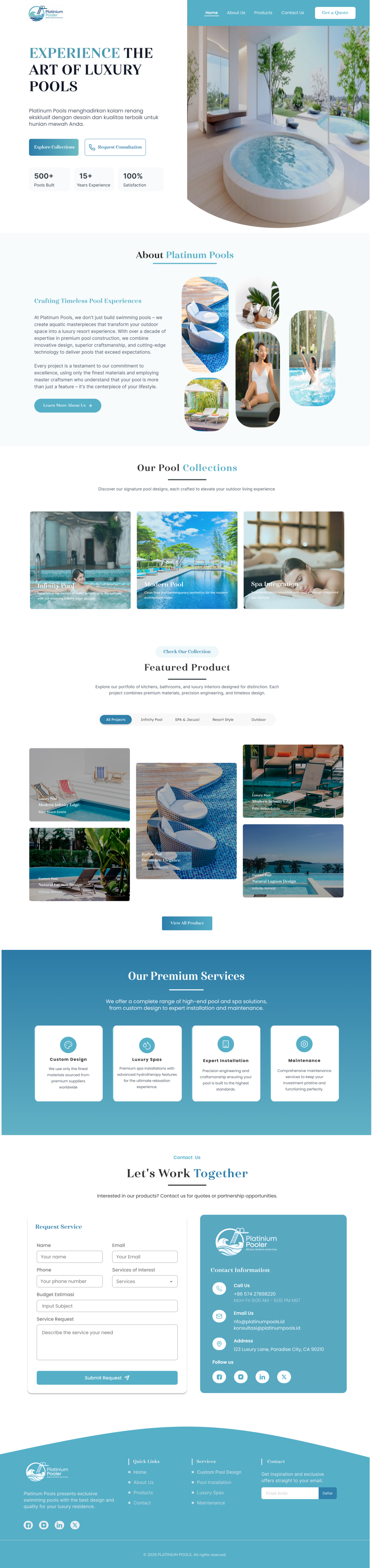 Wordpress Design by Taufik H for PLATINUMPOOLS | Design #36271571