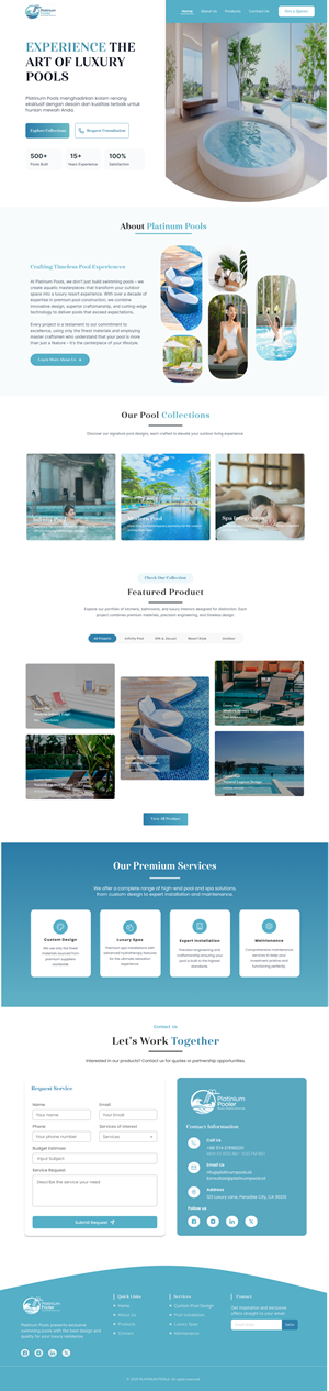 Wordpress Design by Taufik H for PLATINUMPOOLS | Design: #36271571