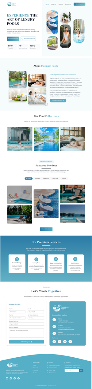 Wordpress Design by Taufik H for PLATINUMPOOLS | Design: #36271572