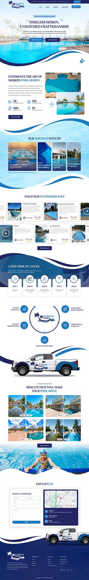 Wordpress Design by UniqueCreator99 for PLATINUMPOOLS | Design #36262240