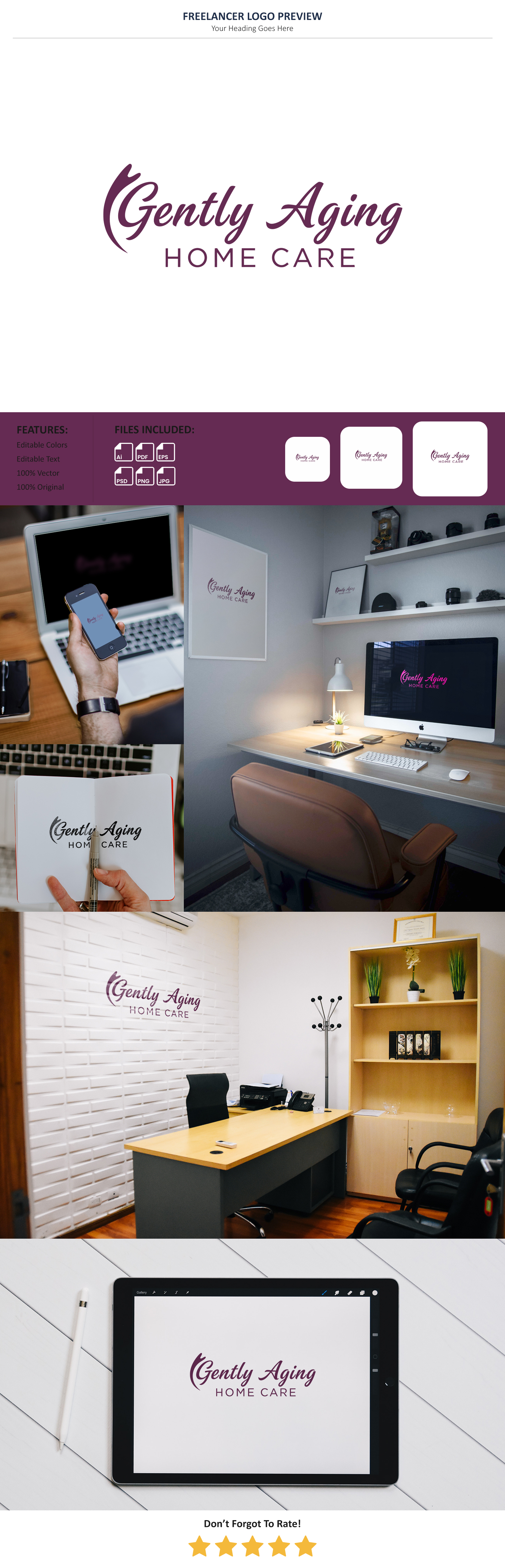 Logo Design by VectorForge for Gently Aging Home Care, inc. | Design #36273288