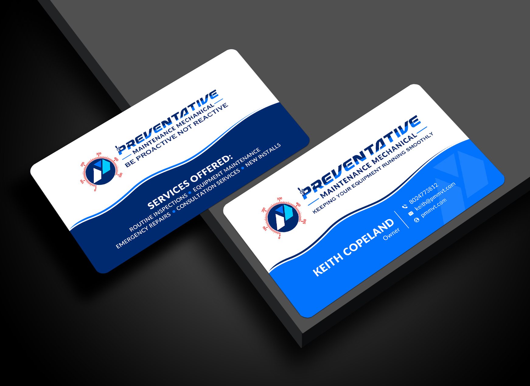 Business Card Design by Sun Moon Graphic Designer for Preventative maintinance mechanical | Design #36268173