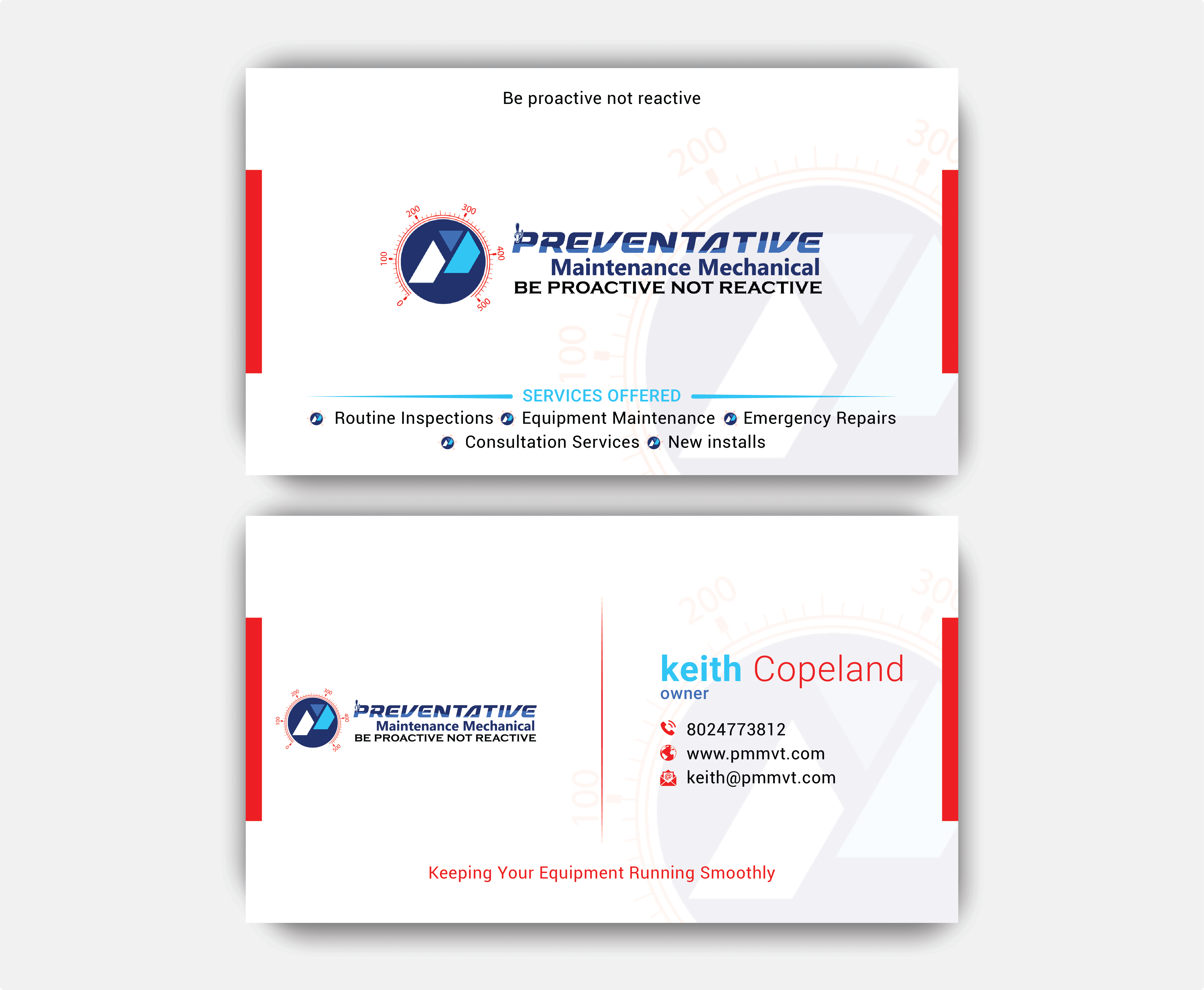 Business Card Design by DesignerShahadat for Preventative maintinance mechanical | Design #36270418