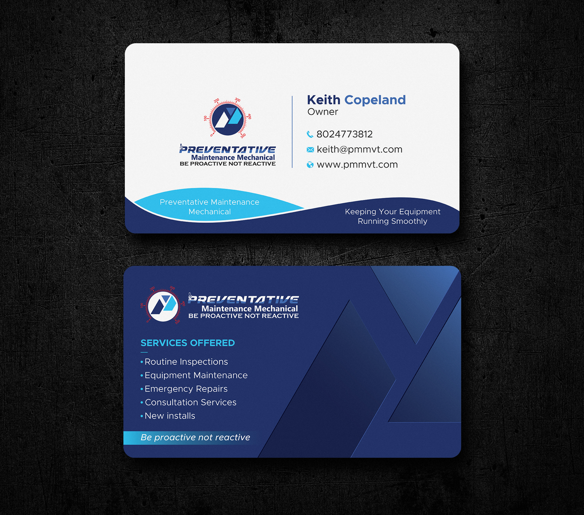 Business Card Design by Uttom 2 for Preventative maintinance mechanical | Design #36272191