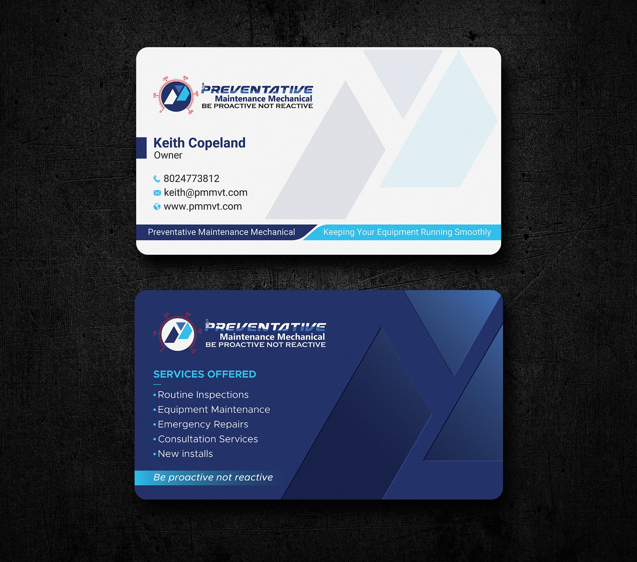 Business Card Design by Uttom 2 for Preventative maintinance mechanical | Design #36272197