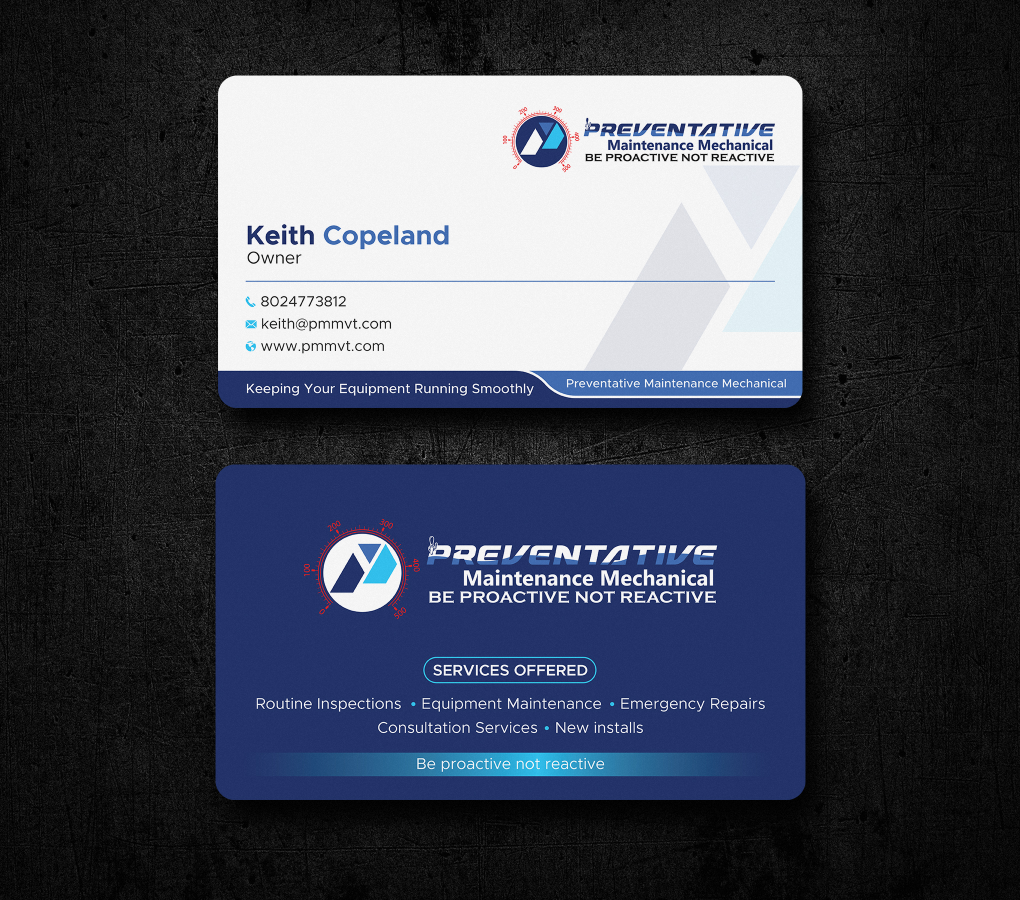 Business Card Design by Uttom 2 for Preventative maintinance mechanical | Design #36272204