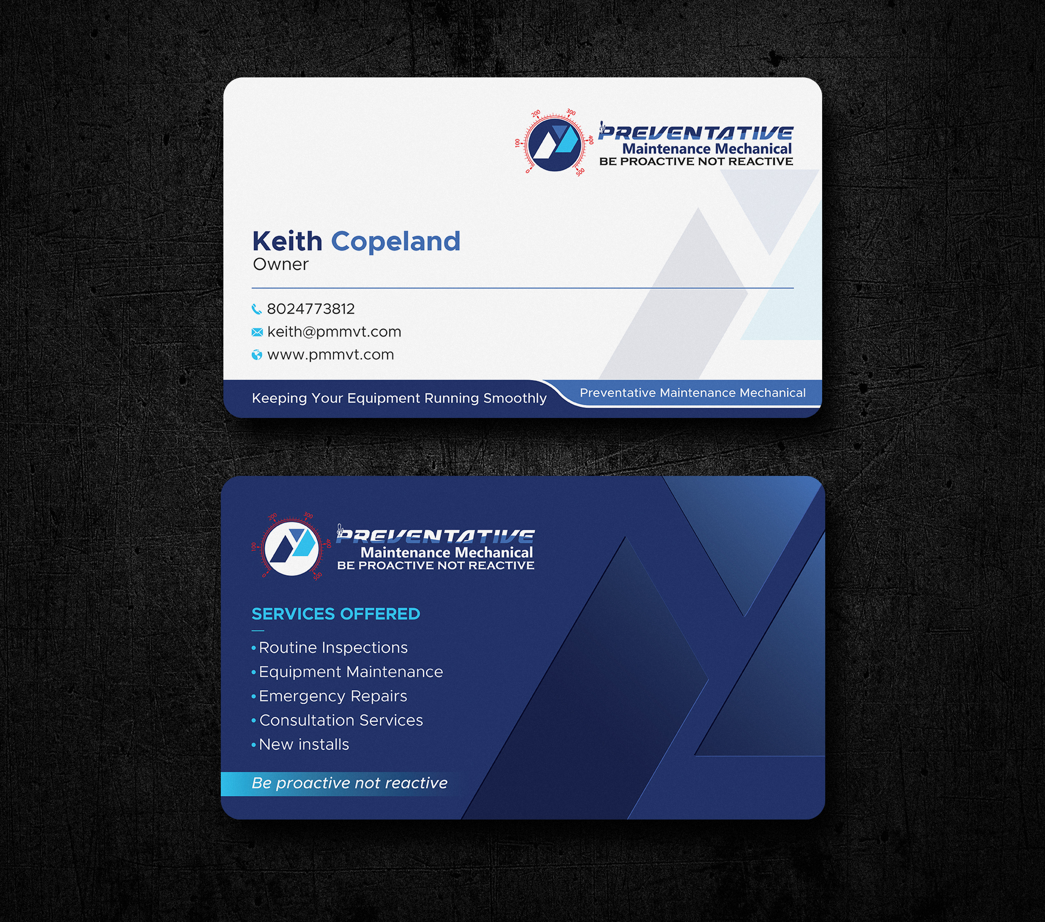 Business Card Design by Uttom 2 for Preventative maintinance mechanical | Design #36272205