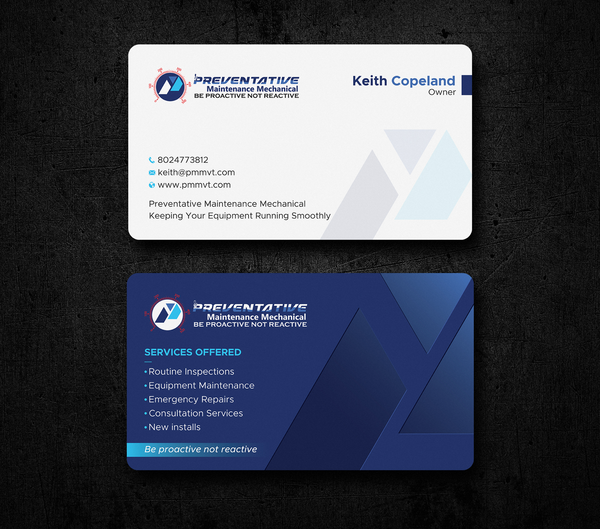 Business Card Design by Uttom 2 for Preventative maintinance mechanical | Design #36272207