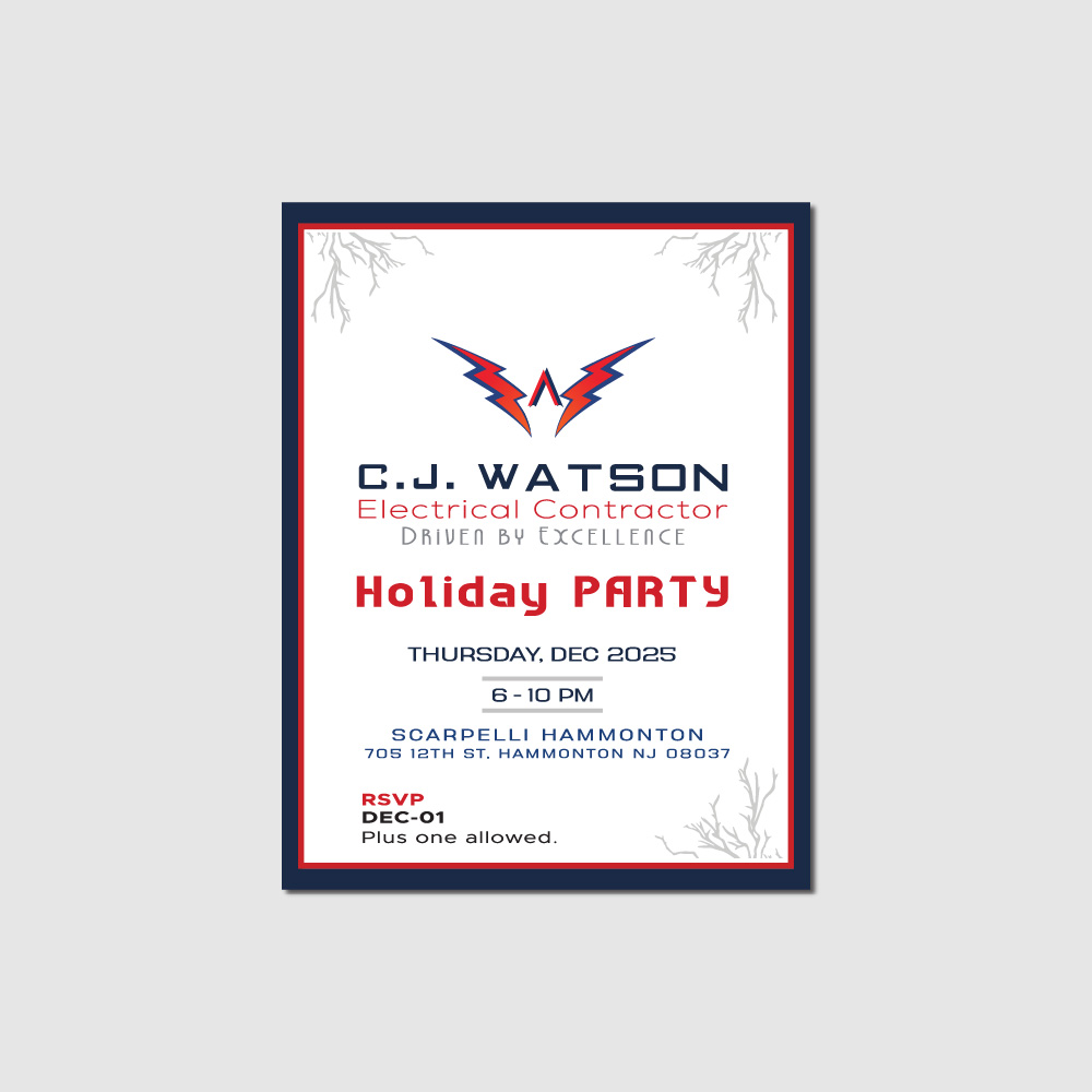 Invitation Design by jobayor73 for CJ Watson Electrical Contractor | Design #36295852