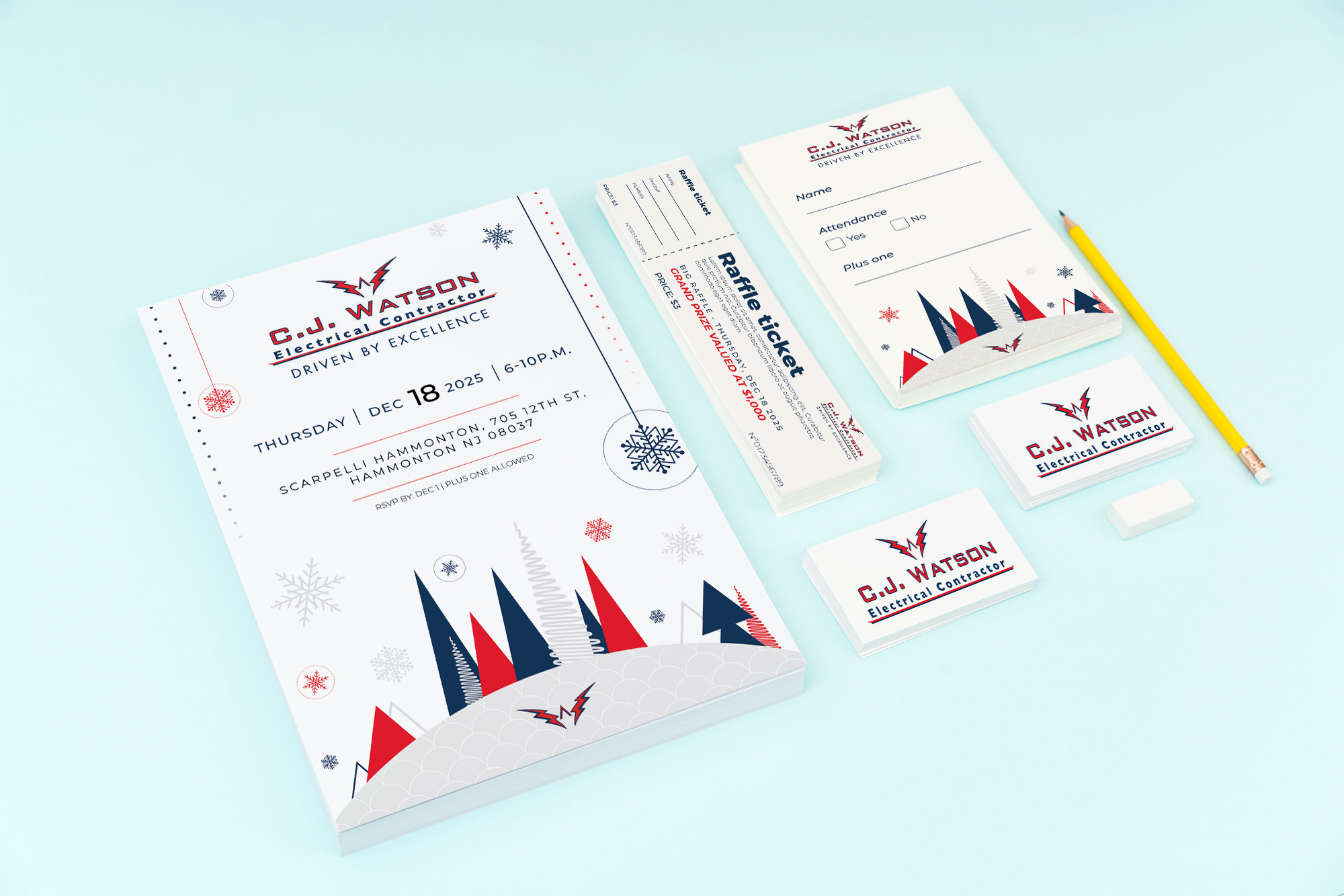 Invitation Design by Natalia Gaos for CJ Watson Electrical Contractor | Design #36317287