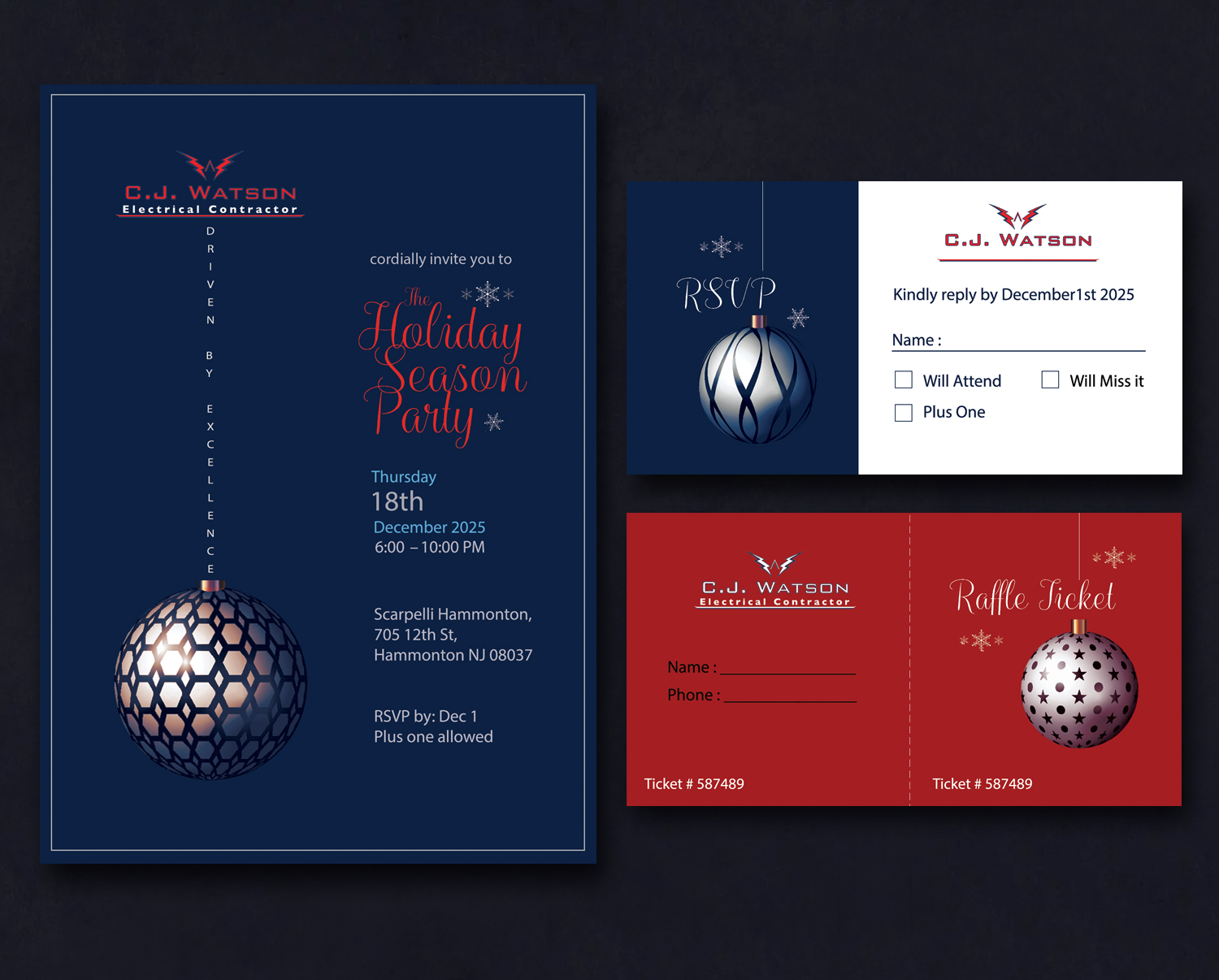 Invitation Design by aneesha_s for CJ Watson Electrical Contractor | Design #36303868