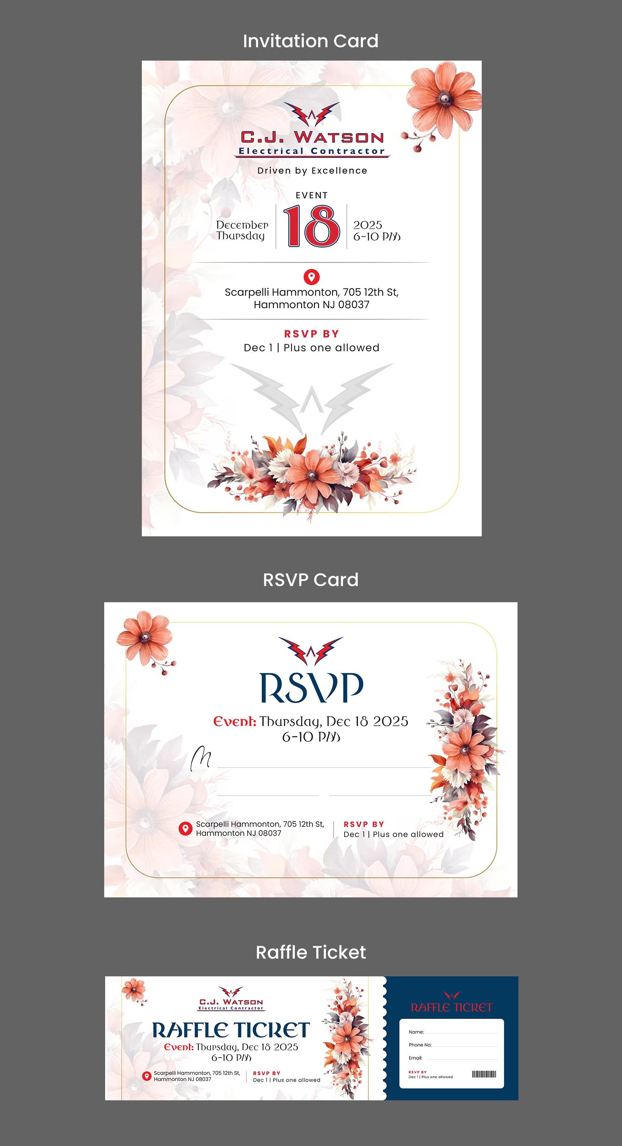 Invitation Design by debdesign for CJ Watson Electrical Contractor | Design #36304834