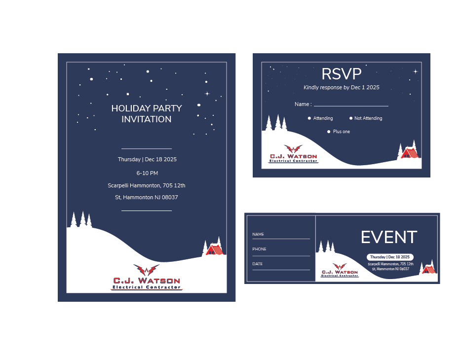 Invitation Design by Ngoeg for CJ Watson Electrical Contractor | Design #36321375
