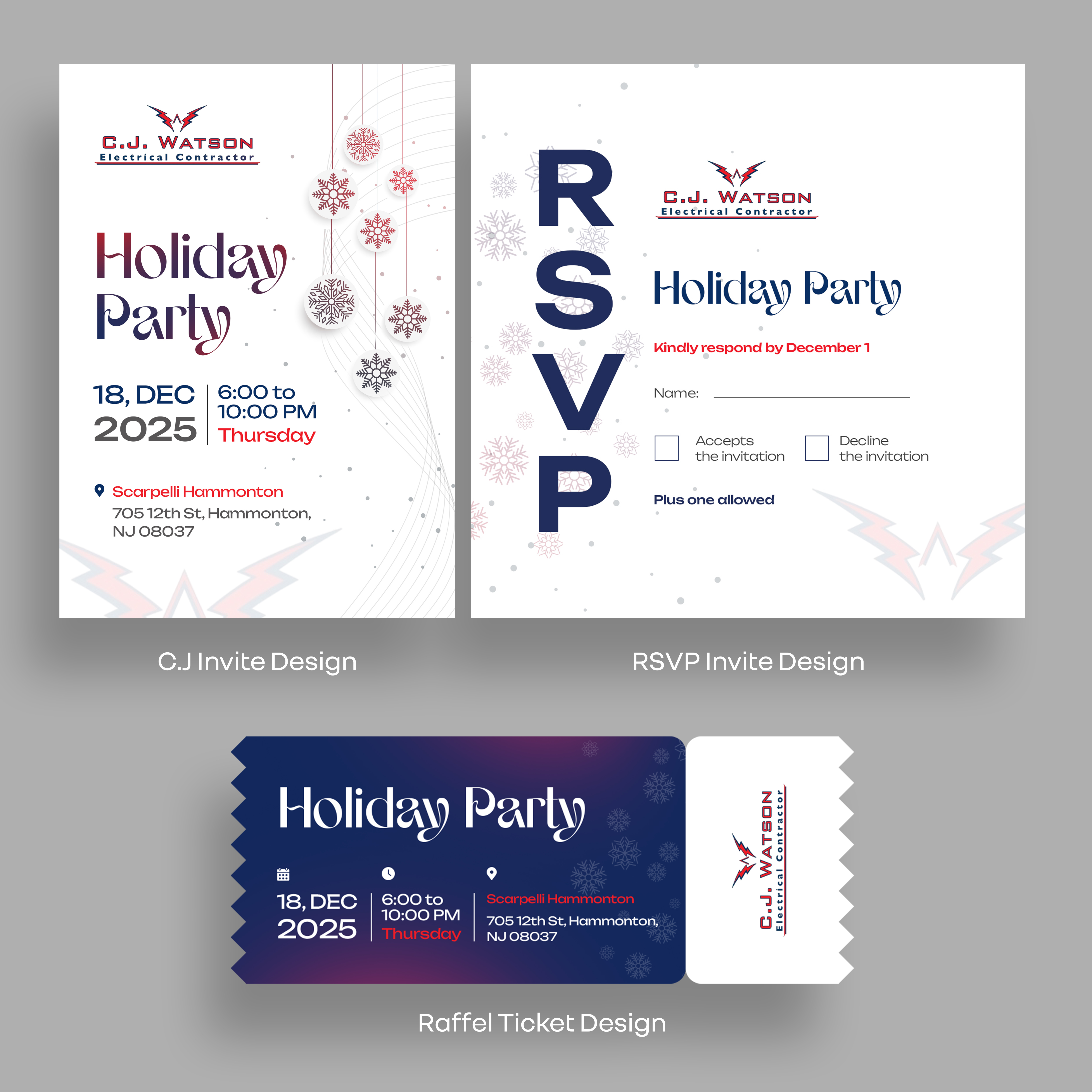 Invitation Design by Graphic Guy for CJ Watson Electrical Contractor | Design #36306828