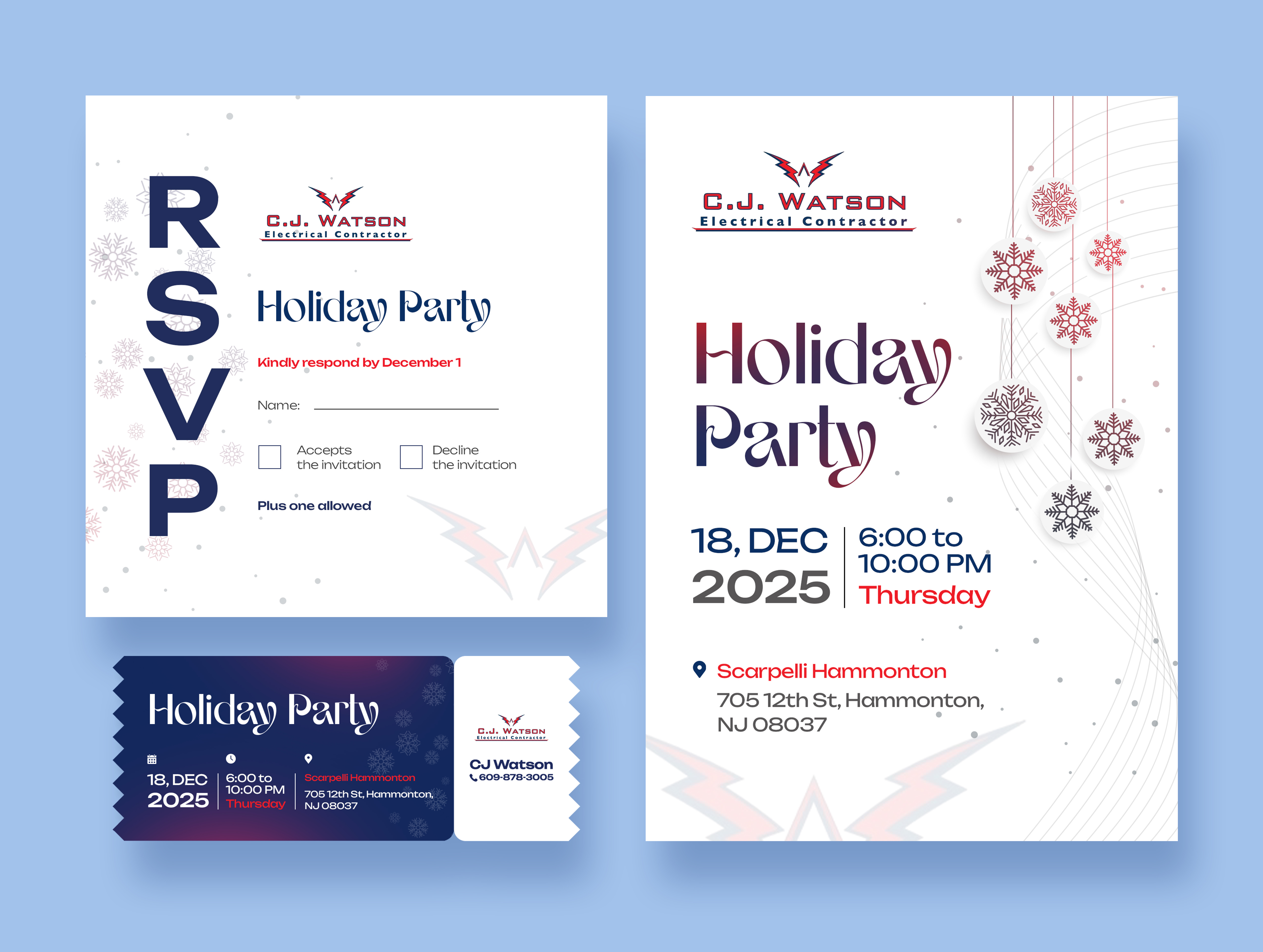 Diseño de Invitación por Graphic Guy para CJ Watson Electrical Contractor | Diseño #36318832