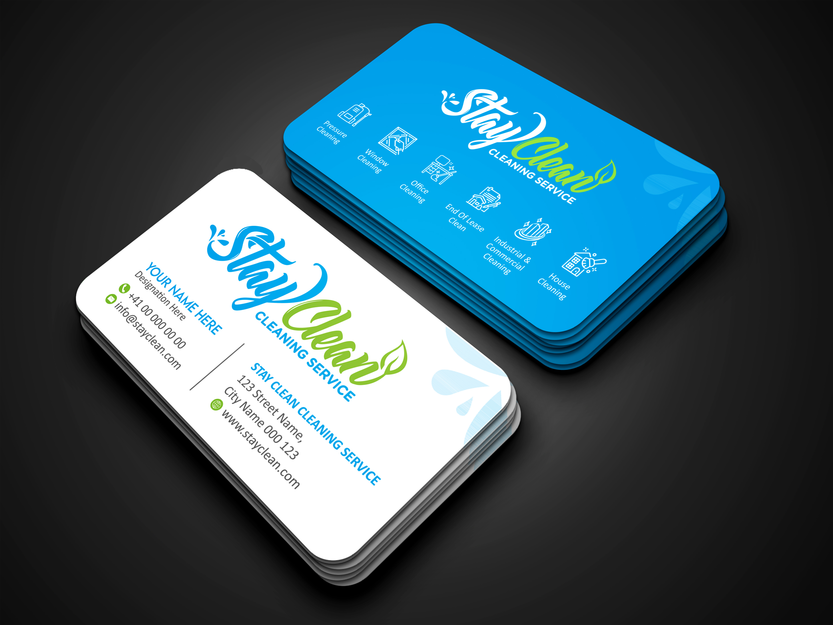 Business Card Design by Rajneesha for Stay Clean Cleaning Service  | Design #36294428