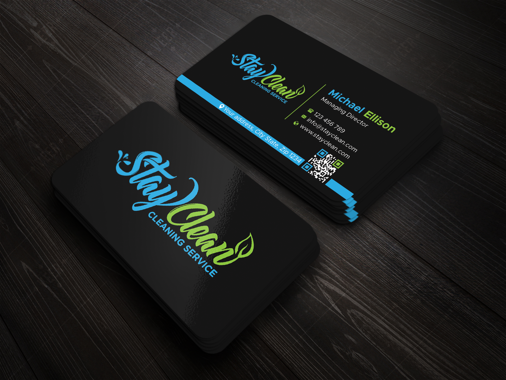 Business Card Design by Expert Bappy for Stay Clean Cleaning Service  | Design #36293709